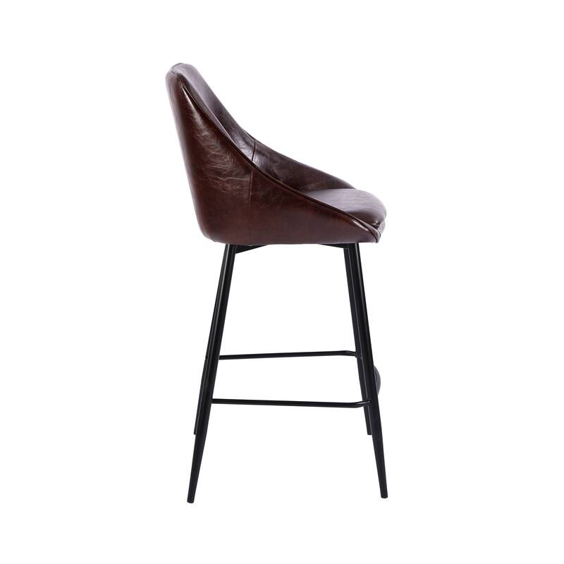 Porthos Home Ula Counter Stools Set of 2, PU Leather Upholstery, Iron Legs
