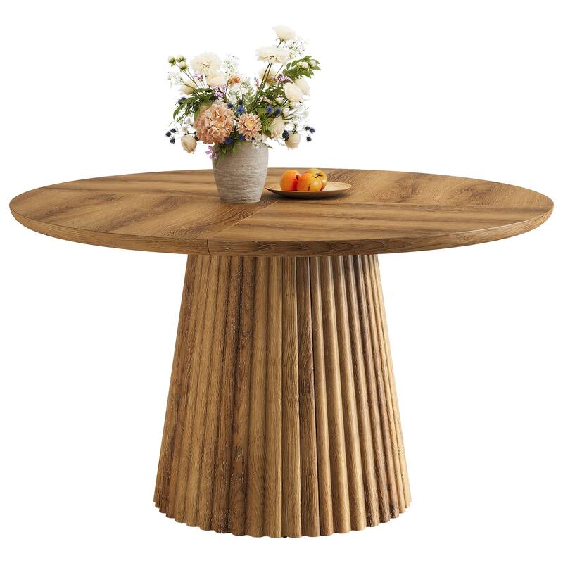 Round Dining Table for 4-6 People, 47" Farmhouse Wood Kitchen Table
