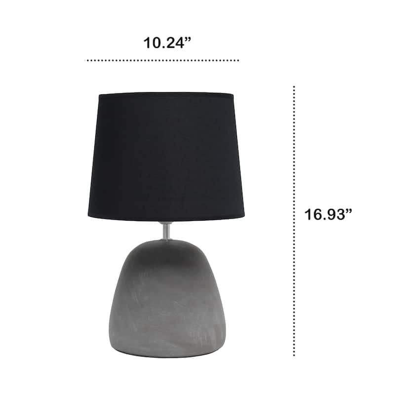 16.93" Organic Modern Concrete Table Lamp, For Living Room, Entryway, Bedroom, Minimalist Accent Lighting, Black Shade