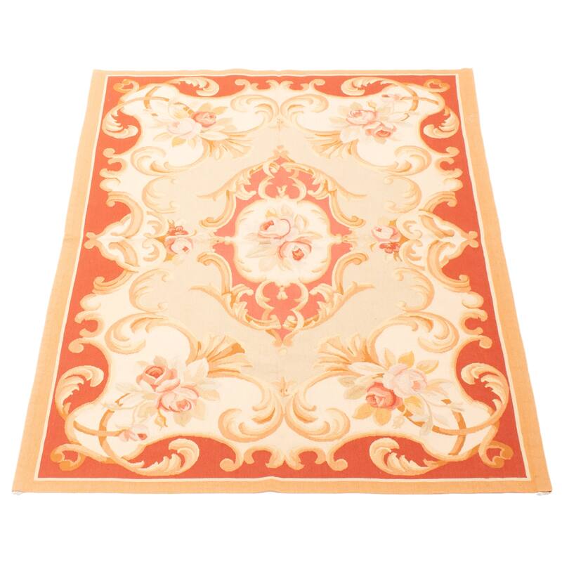 ECARPETGALLERY Flat-Weave Dynasty Light Khaki Wool Tapestry Kilim - 3'10 x 6'0
