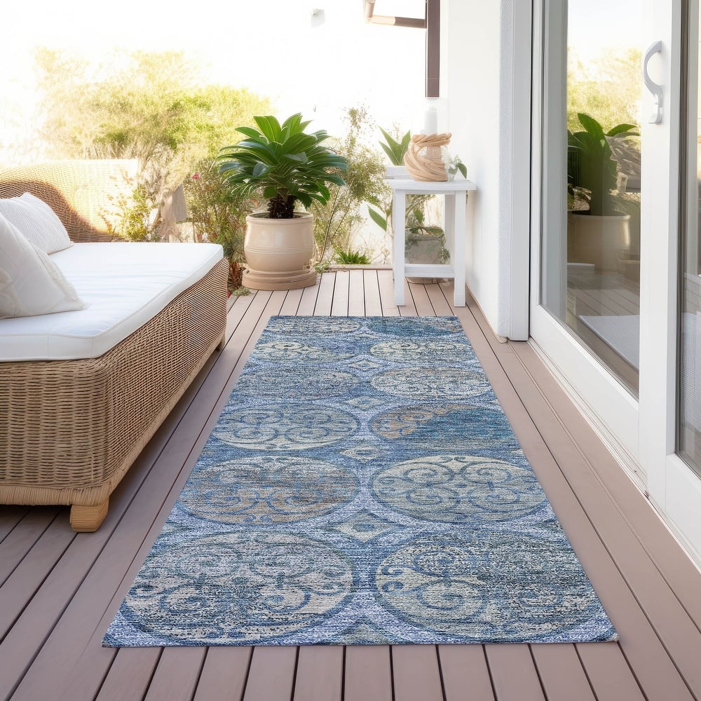 Machine Washable Indoor/ Outdoor Chantille Vintage Medallions Rug