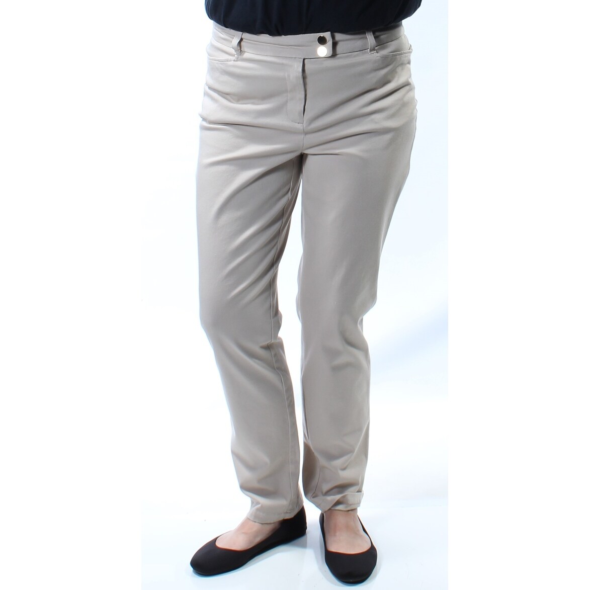 Shop Charter Club Womens Beige Pocketed Slim Leg Pants Size 8