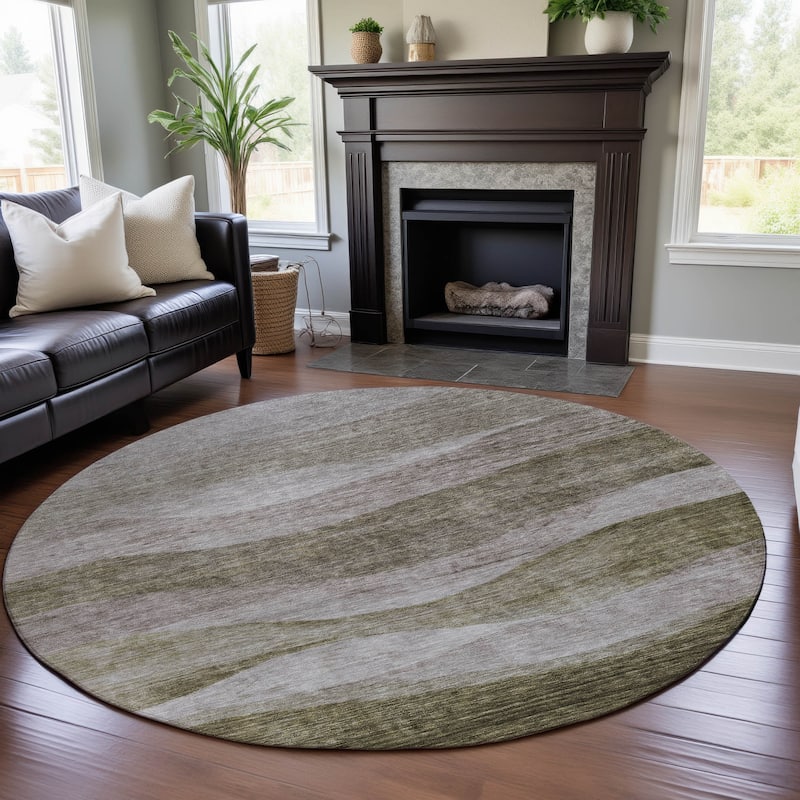 Premium Washable Super Soft Cool Modern Wvave Mayfield Rug - Taupe - 8' x 8'