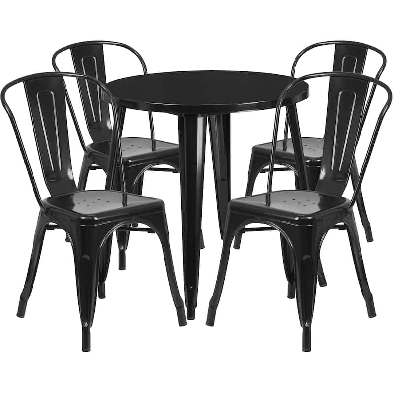 30-inch Round 5-piece Metal Indoor/ Outdoor Dining Set