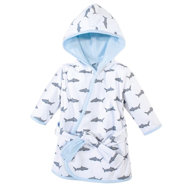 slide 1 of 1, Hudson Baby Infant Boy Cotton Rich Bathrobe, Shark, 0-9 Months - Shark - 0-9 Months 0-9 Months - Shark