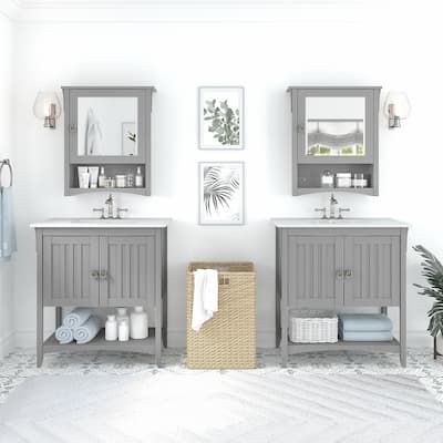 Salinas 64W Double Vanity Set with Medicine Cabinets by Bush Furniture