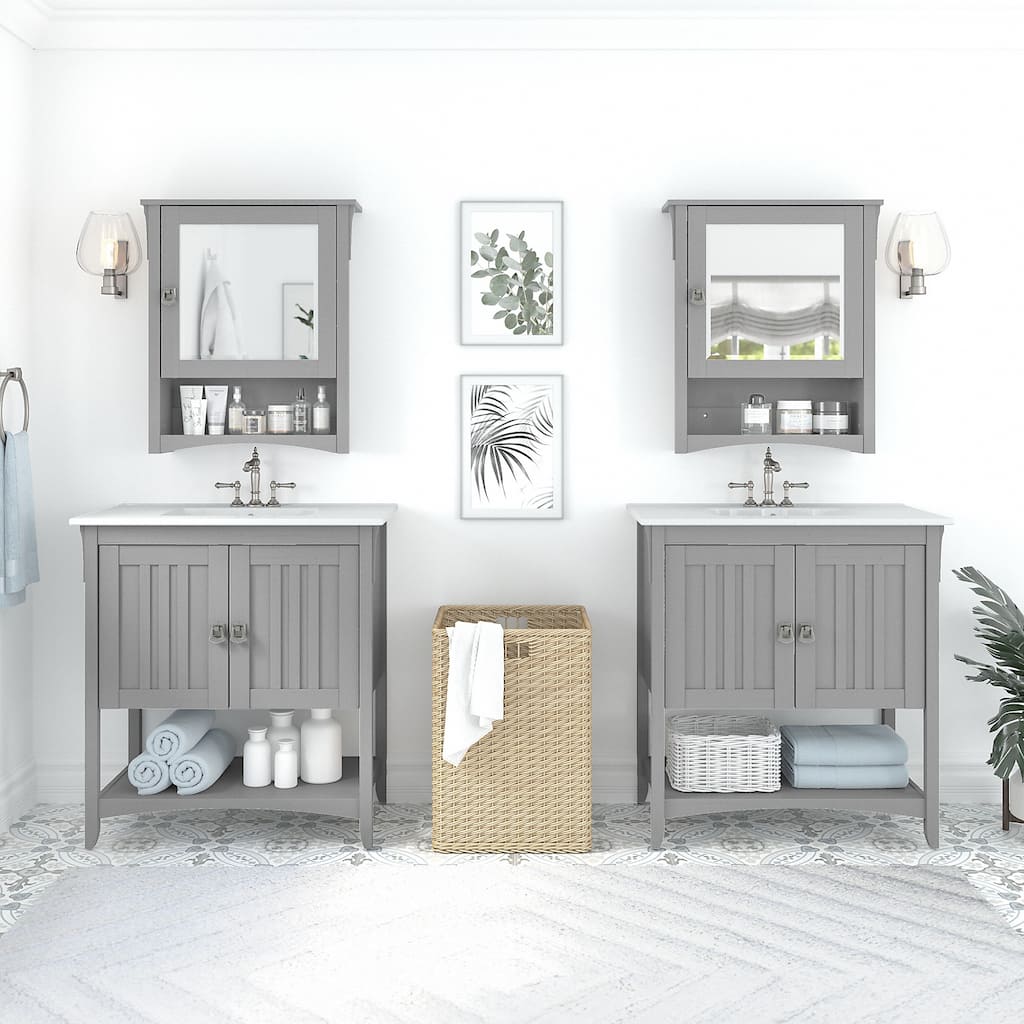 Salinas 64W Double Vanity Set with Medicine Cabinets by Bush Furniture