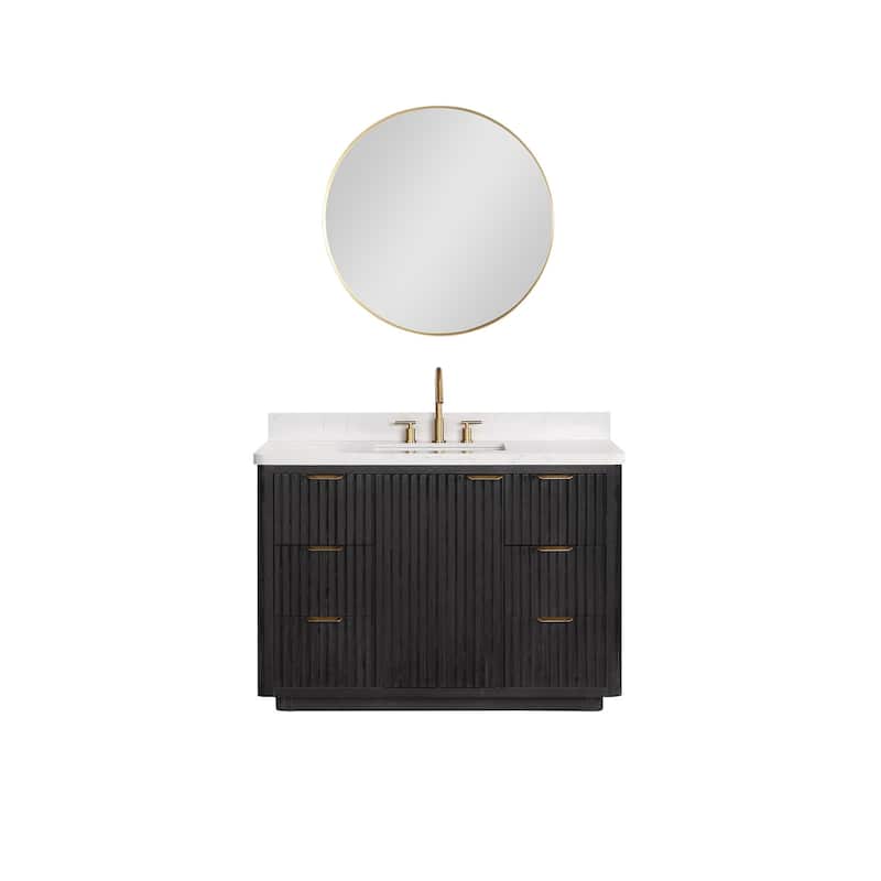 Miseno MV-704148 Cadiz 48" Free Standing Single Basin Vanity Set with - Fir Wood Black / Lightning White - Wood Finish