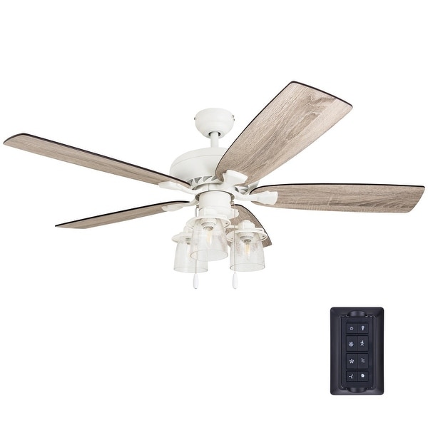 The Gray Barn Chevening 52-inch Coastal Indoor LED Ceiling Fan with Remote Control 5 Reversible Blades - 52. Opens flyout.