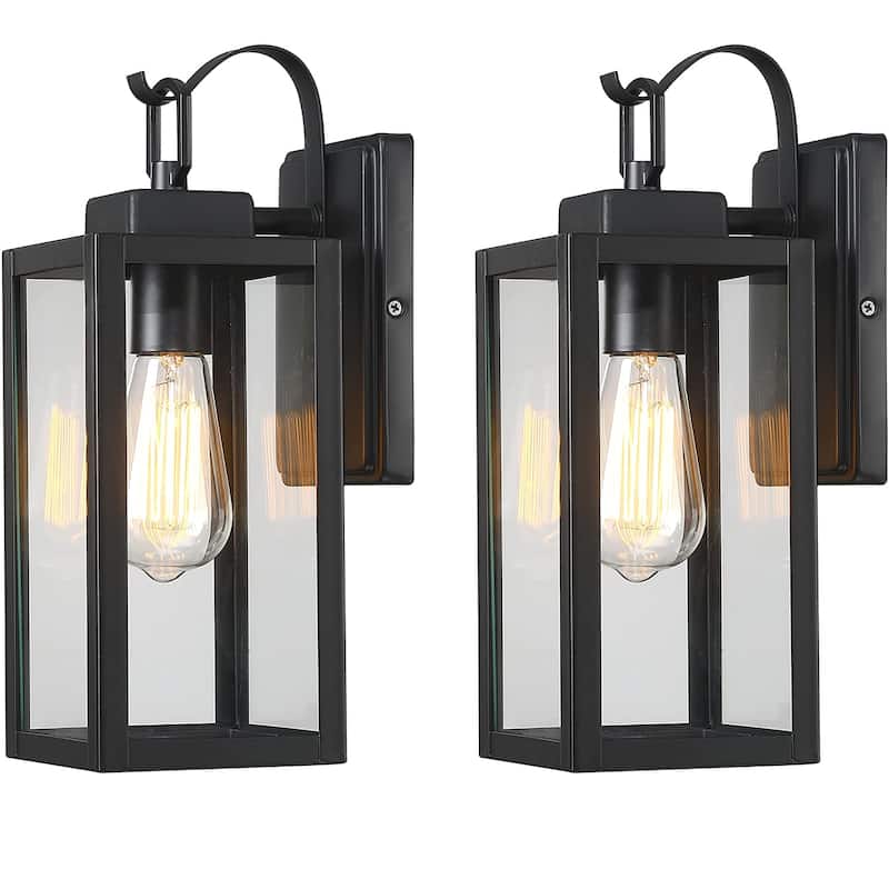 1-Light Outdoor Metal Matte Black Wall Sconce 2 Pack