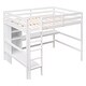 preview thumbnail 10 of 13, White Full Loft Bed with Shelves and Under-bed Desk