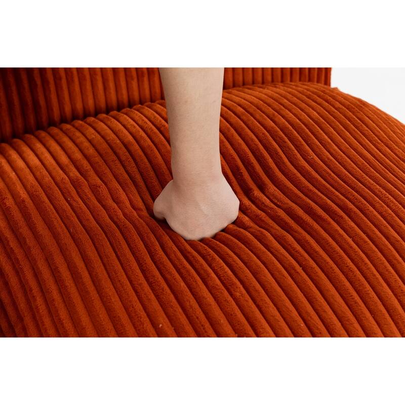 103" L-Shaped Corduroy Boneless Sectional Sofa with Movable Ottoman