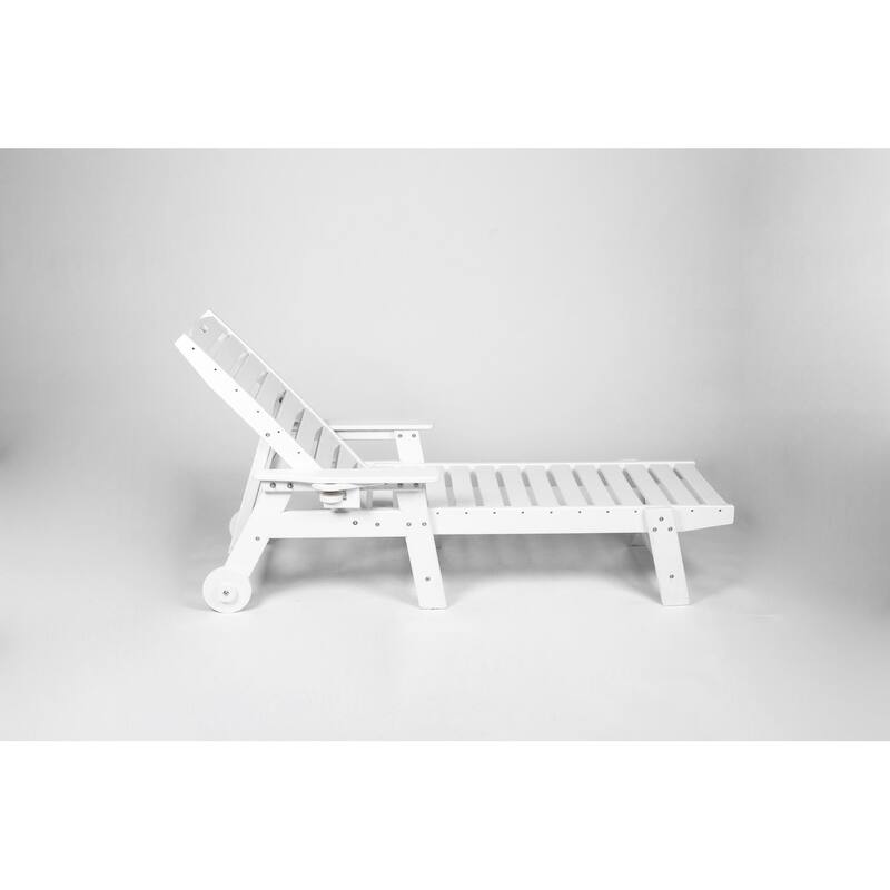 Outdoor Solid Wood Frame Slat Recliner with Pulleys
