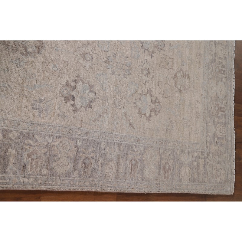 Hand Knotted Oriental 100% Wool Carpet Transitional All-Over Brown Oushak Area Rug - 6' 1'' X 4' 0''