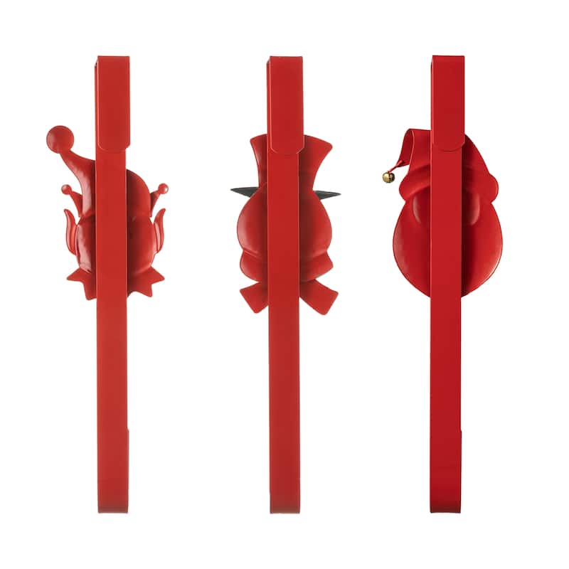 Glitzhome 14"H Set of 3 Christmas Metal Elf, Snowman & Santa Wreath Hanger