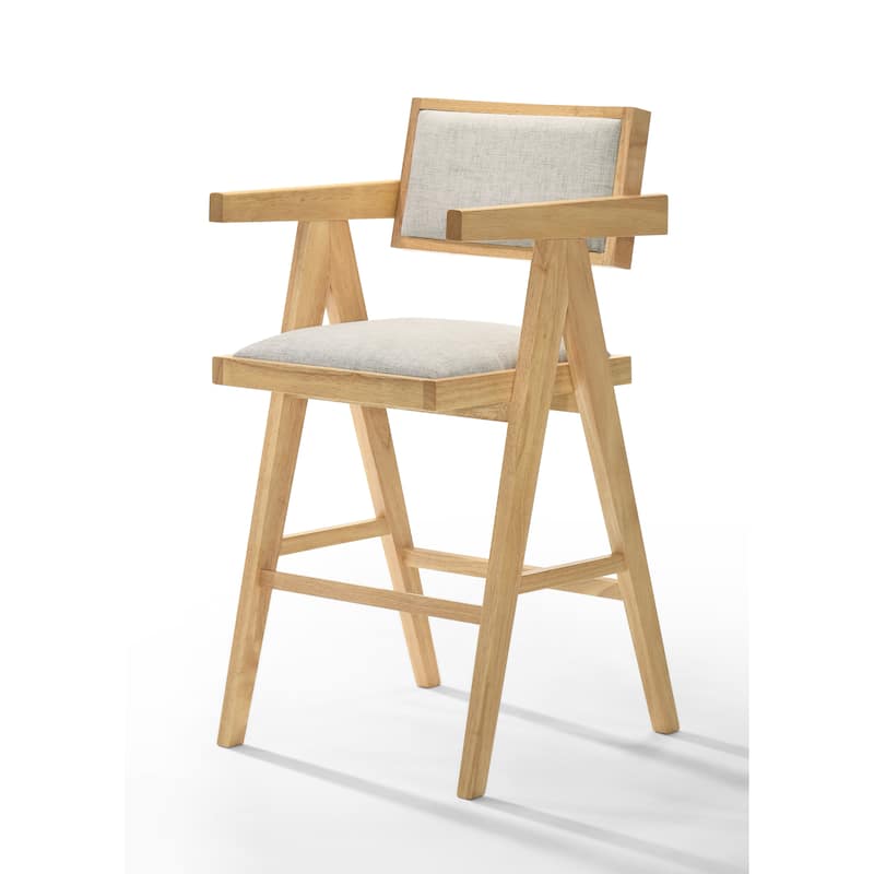 Modrest Fern Modern Natural and Beige Bar Stool (Set of 2)