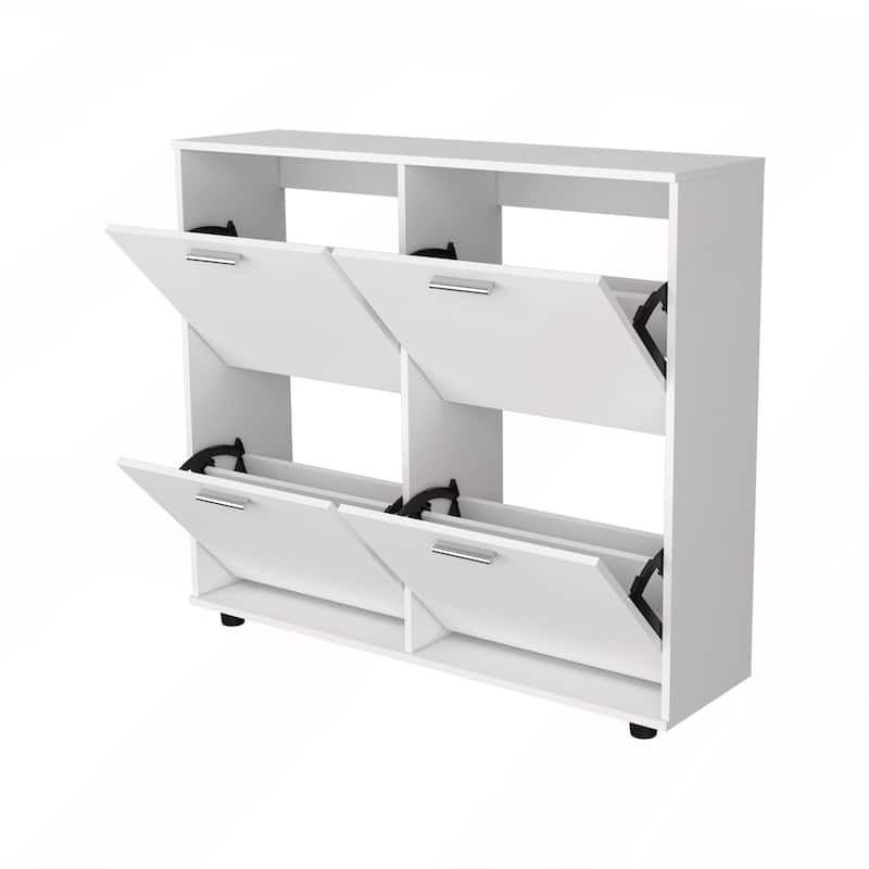 White Tilt-Out Shoe Storage Cabinet