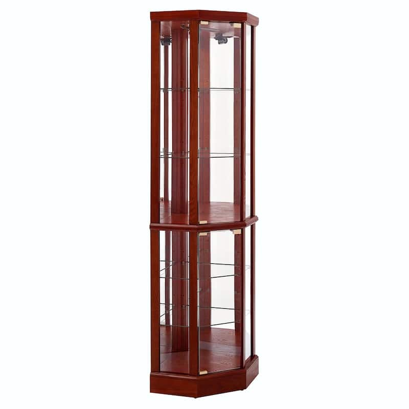 6-Shelf Lighted Corner Curio Cabinet