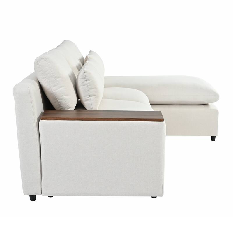109.80 in Wide Square Arm Polyester L-shaped Removable Back Cushions Sofa