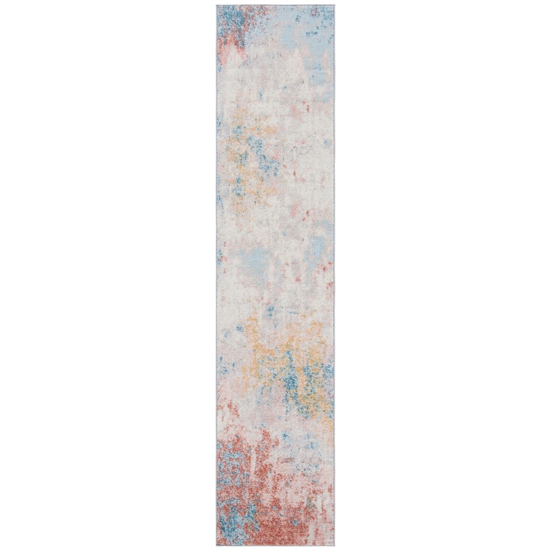 SAFAVIEH Tulum Mona Modern Abstract Rug - 2' x 13' Runner - Ivory/Pink