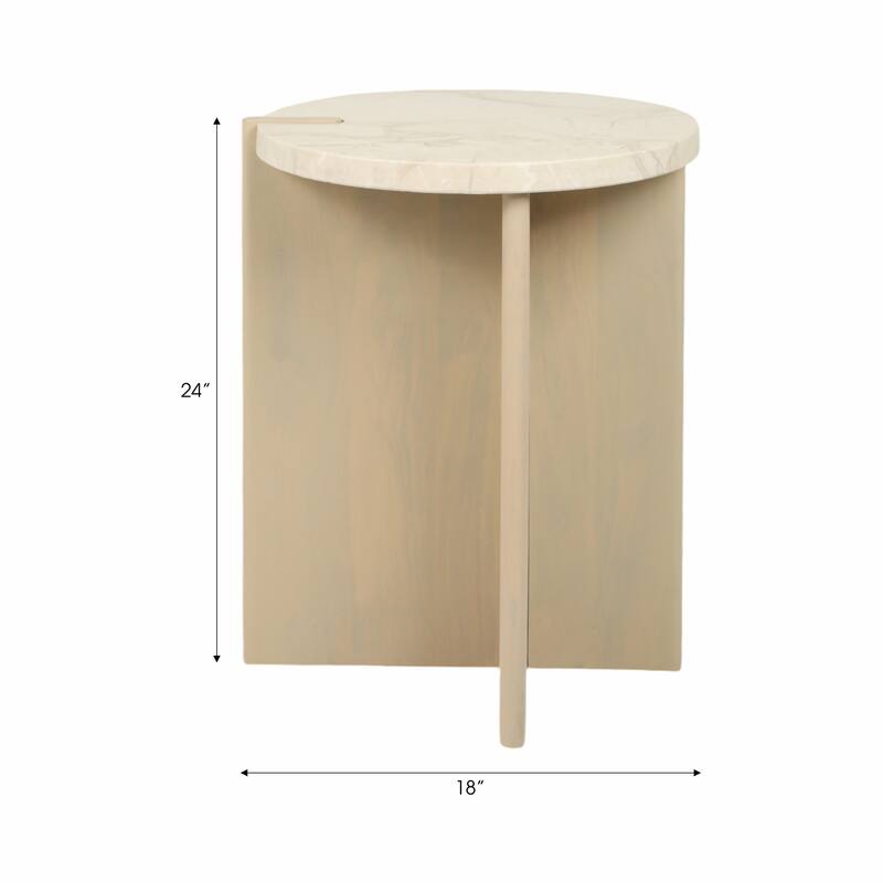 Stone Wood Accent Table Decorative Contemporary Silhouette Style