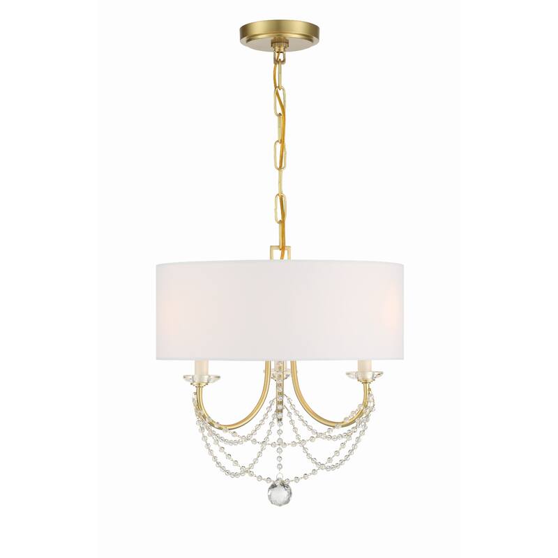 Delilah 3 Light Aged Brass Mini Chandelier - 15.75"W x 16.5"H - 15.75"W x 16.5"H