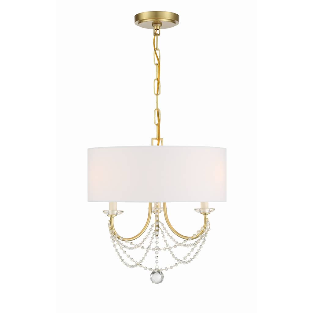 Delilah 3 Light Aged Brass Mini Chandelier - 15.75"W x 16.5"H