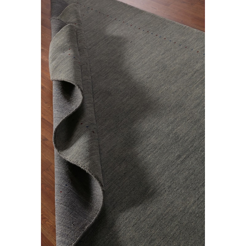 Tribal Modern Gabbeh Indian Rug Handmade Grey Wool Carpet - 5'5" x 7'8"