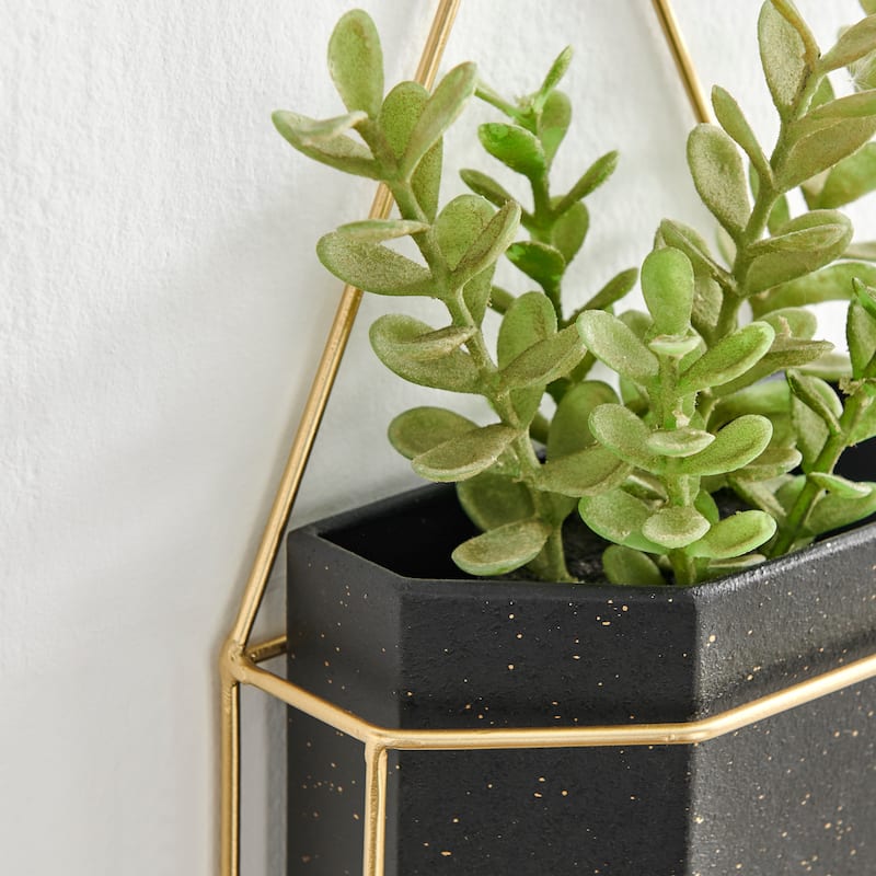 Danya B. Geometric White and Gold Wall Planters Set of 3