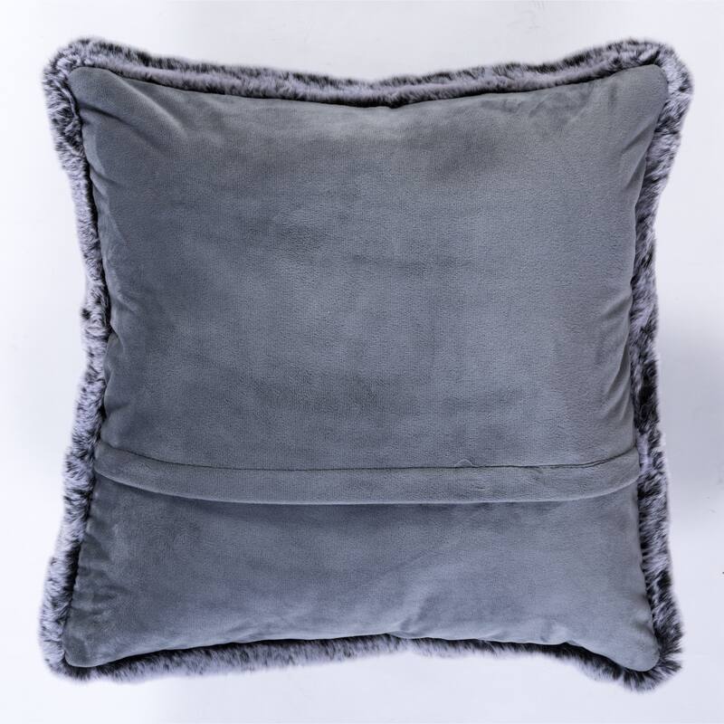 Faux Fur Solid Square Grey Pillow - (20" x 20")