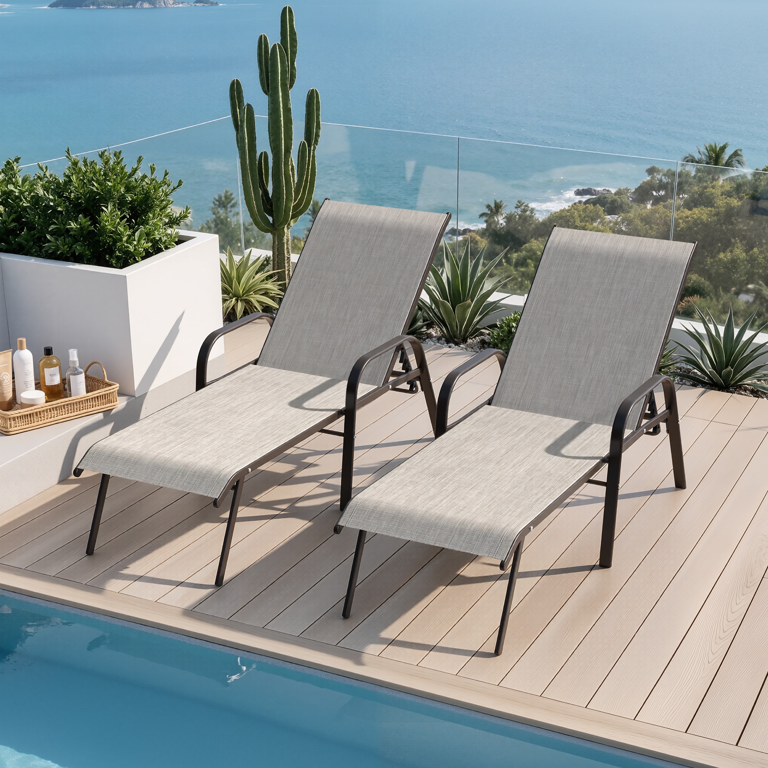 Outdoor Chaise Lounge Set Patio Adjustable Chaise Lounge Chairs