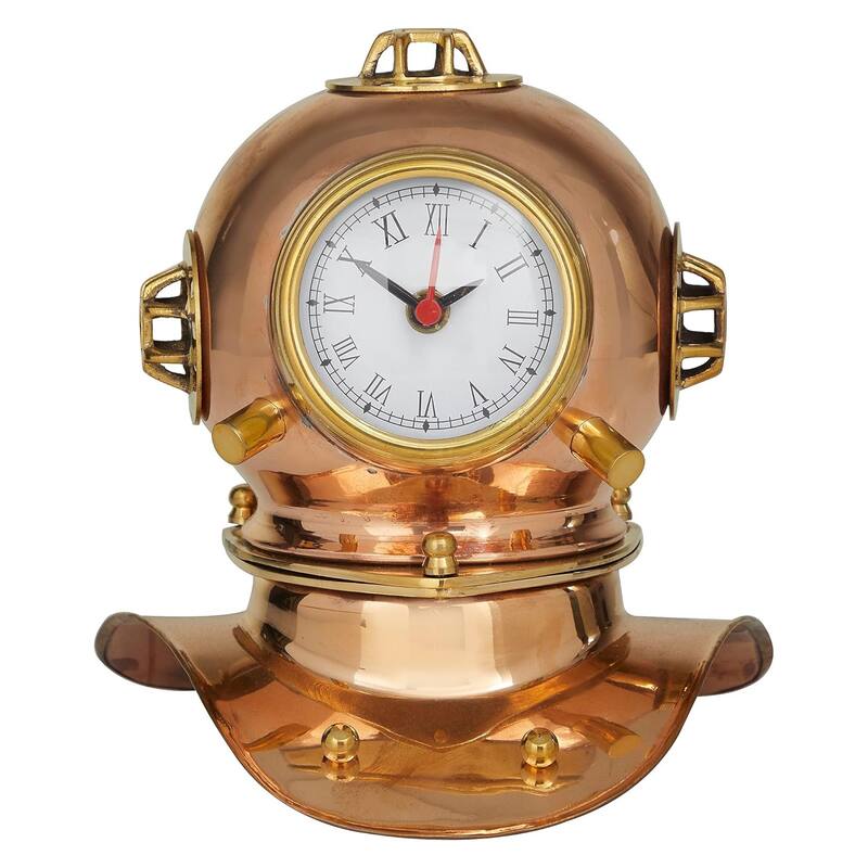 US Navy Mark V 8-inch Diving Helmet Coastal Decor Table Clock