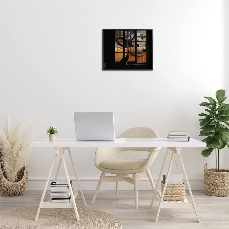 Stupell Mouse Character Peering at Cat Framed Giclee Art Design By Keith Thomson