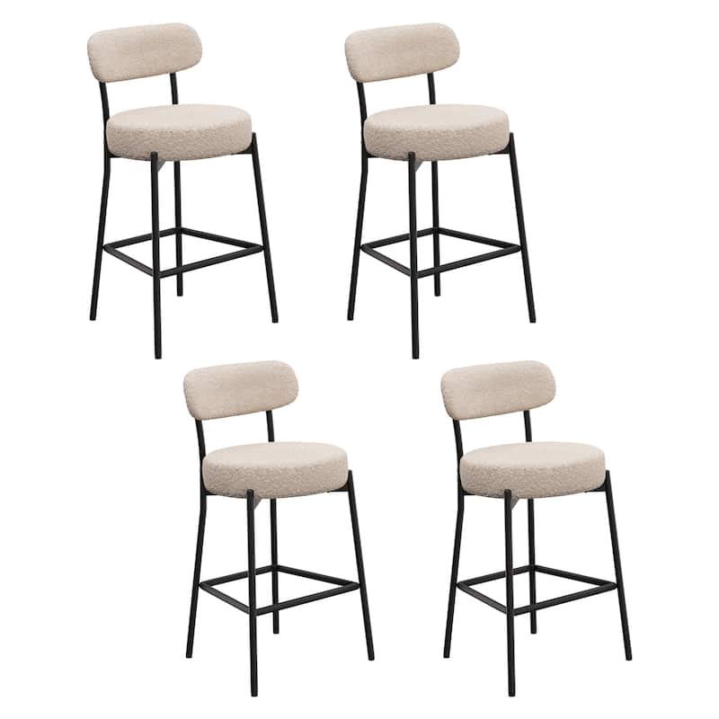 XINMICS 27 Inches Boucle Counter Height Bar Stools with Back