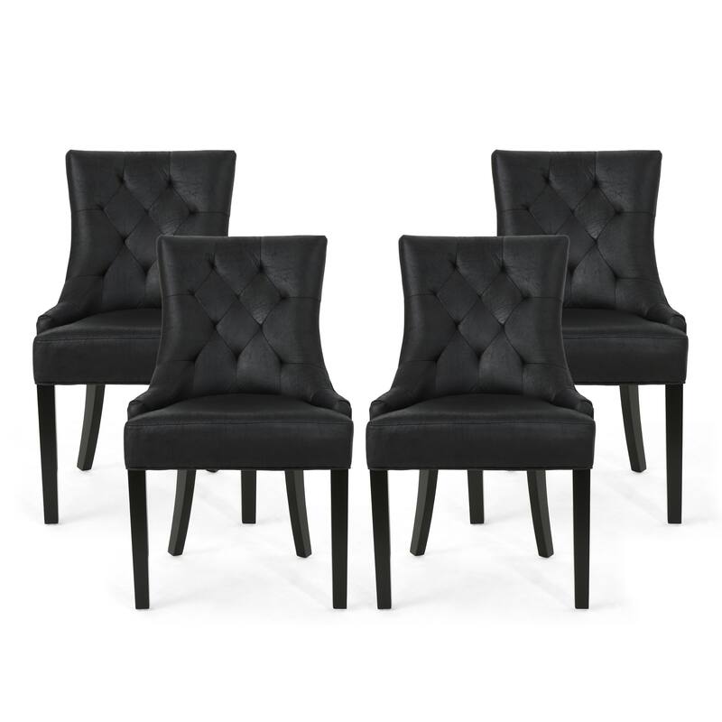 Hayden Contemporary Tufted Dining Chair (Set of 4) by Christopher Knight Home - Black + Espresso
