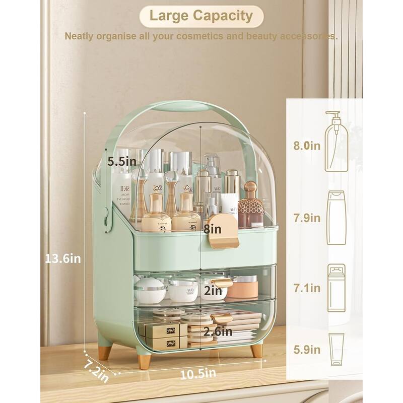Makeup Skincare Holder Bathroom Counter Storage Box Cosmetic Display Cases - 11.7"D x 11.7"W x 15.6"H