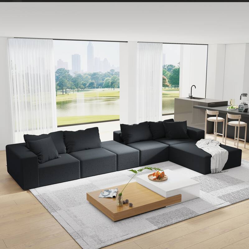 Modular L Shaped Sectional Sofa 6 Seat Convertible Cloud Couch, Free Combination
