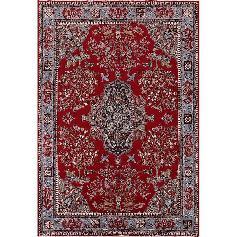 Animal Design Floral Kashan Turkish Area Rug Machine Made Carpet - 9'9" x 12'8"