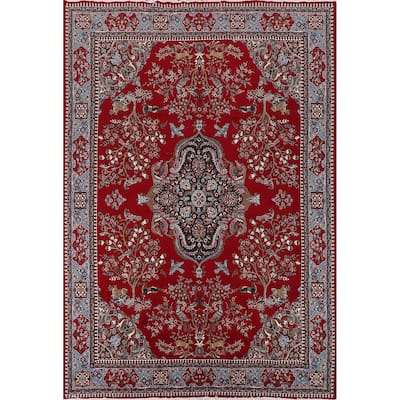 Animal Design Floral Kashan Turkish Area Rug Machine Made Carpet - 9'9" x 12'8"
