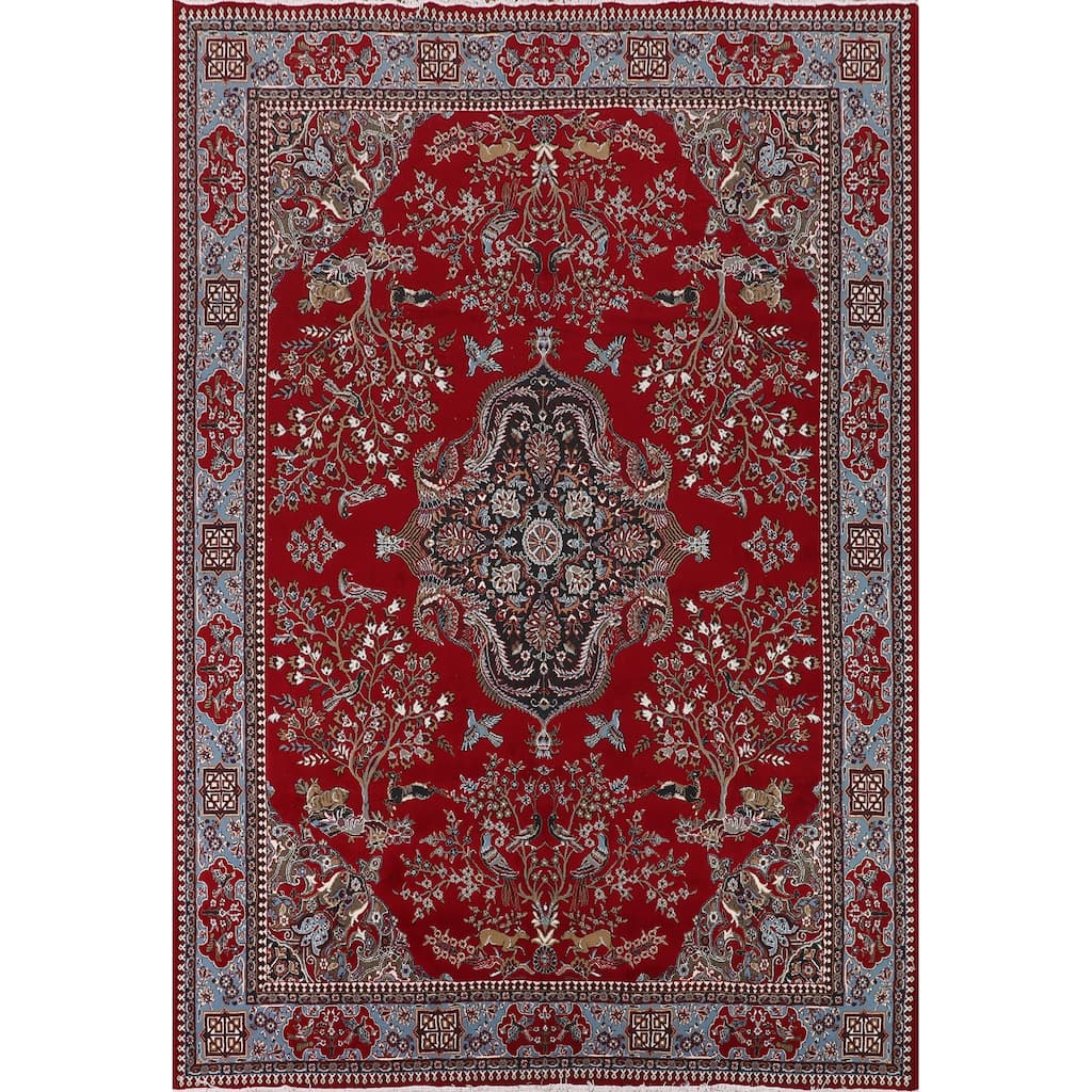 Animal Design Floral Kashan Turkish Area Rug Machine Made Carpet - 9'9" x 12'8"