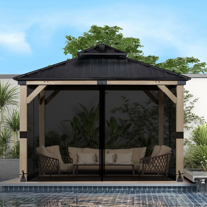 Aoodor 10'x10' Replacement Gazebo Mosquito Netting 4 Panels Sidewalls