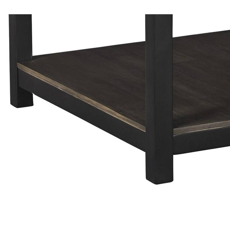 27 in. Brown and Black Rectangle Wood End Table with Storage Drawer for Convenience