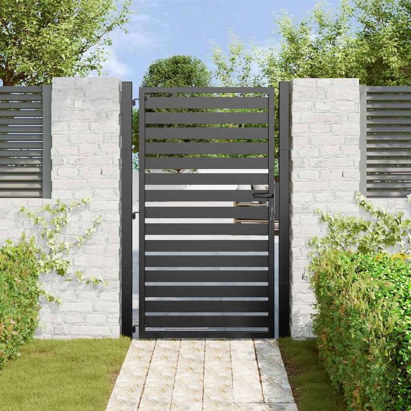 vidaXL Patio Gate Lockable Black 39.4x47.2" Aluminium