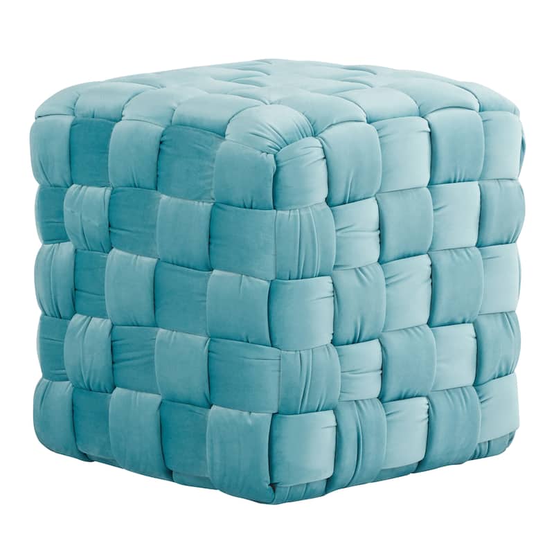 Silver Orchid Camilla Braided Square 16" Ottoman