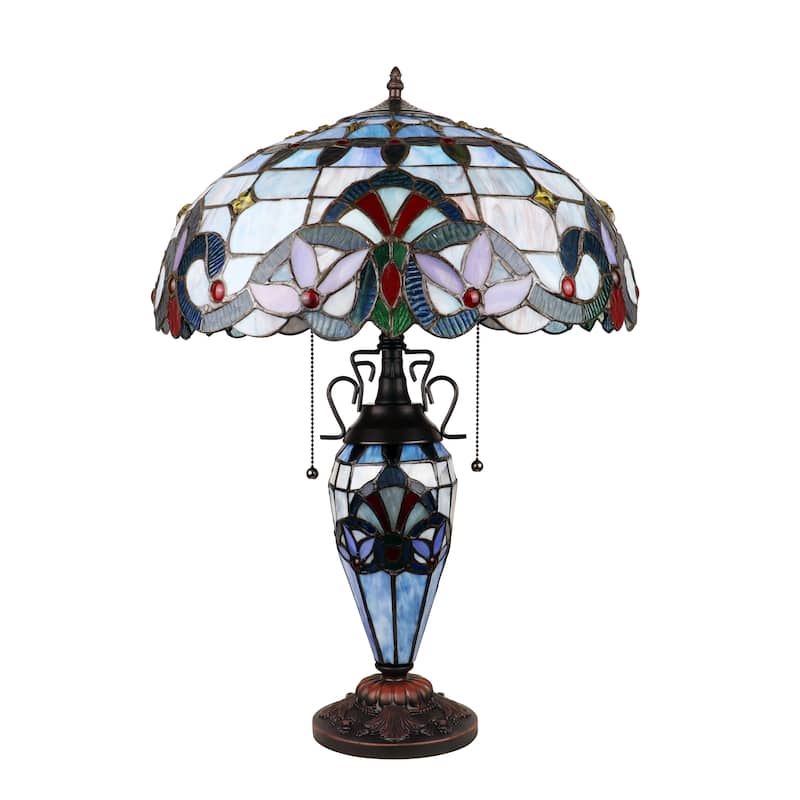 Tiffany Style Victorian Design 2+1-light Dark Bronze Table Lamp