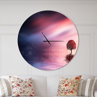Designart 'Astonishing Lonely Tree with Birds' Oversized Landscapes Wall CLock