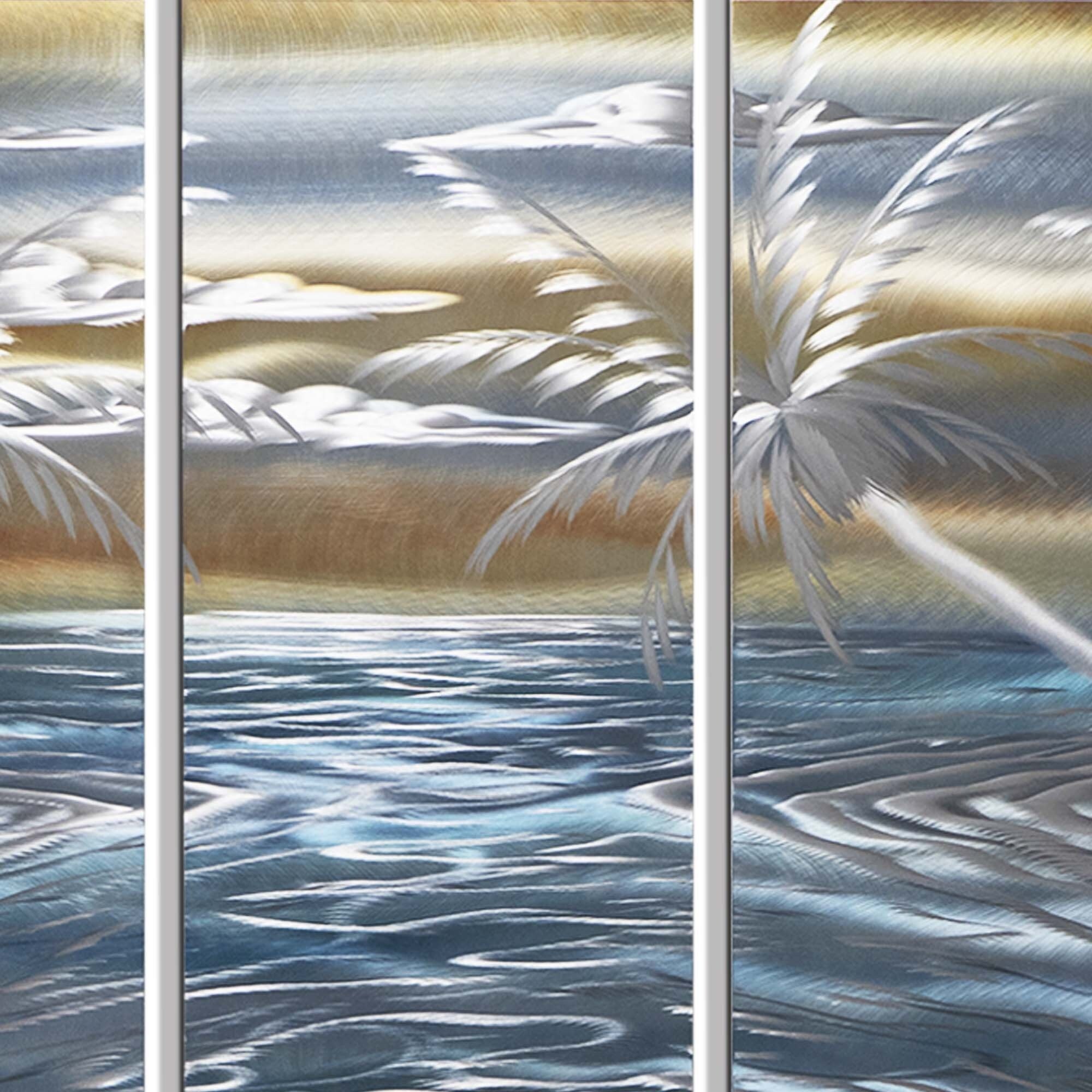 Statements2000 Tropical Metal Wall Art Panels Beach Ocean Decor Painting By Jon Allen Tropical Paradise Overstock 27747671