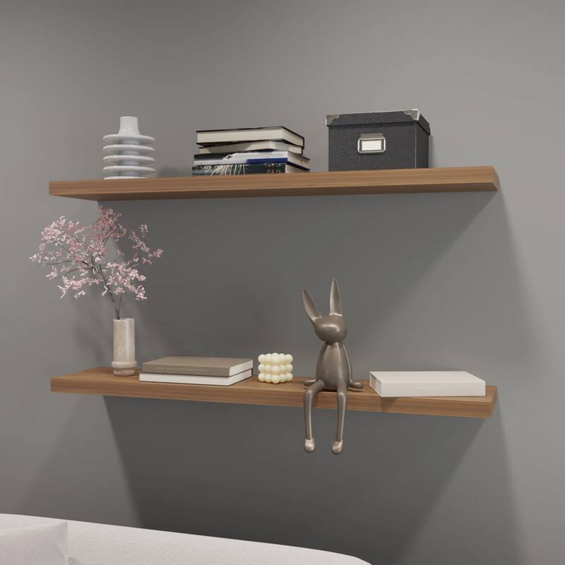 48-Inch Wall-Mounted Floating Shelf Two-Piece Set - N/A