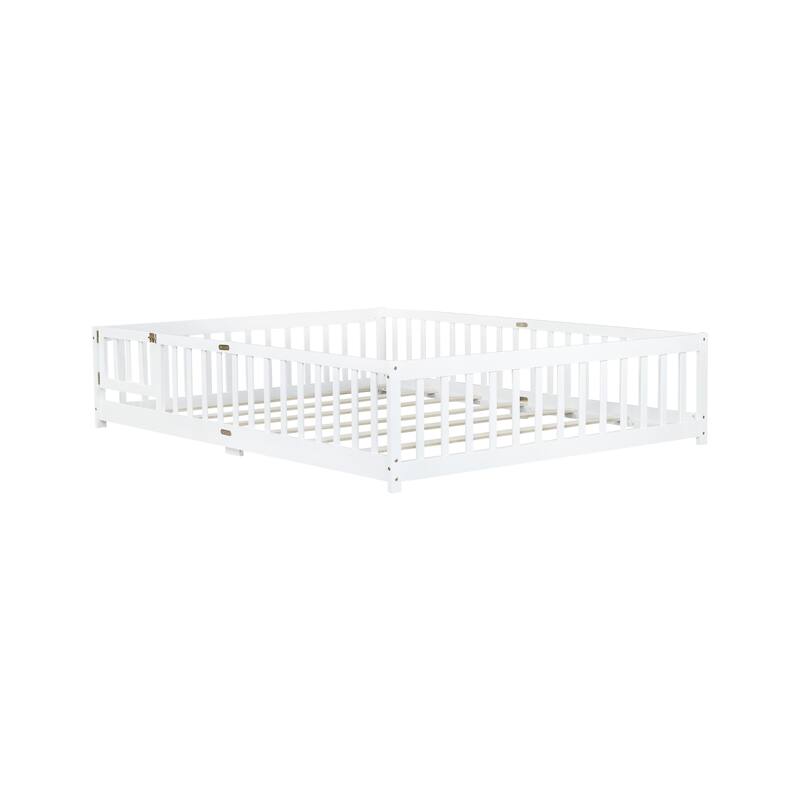 Queen Size Floor Bed with Door and Safety Guardrails