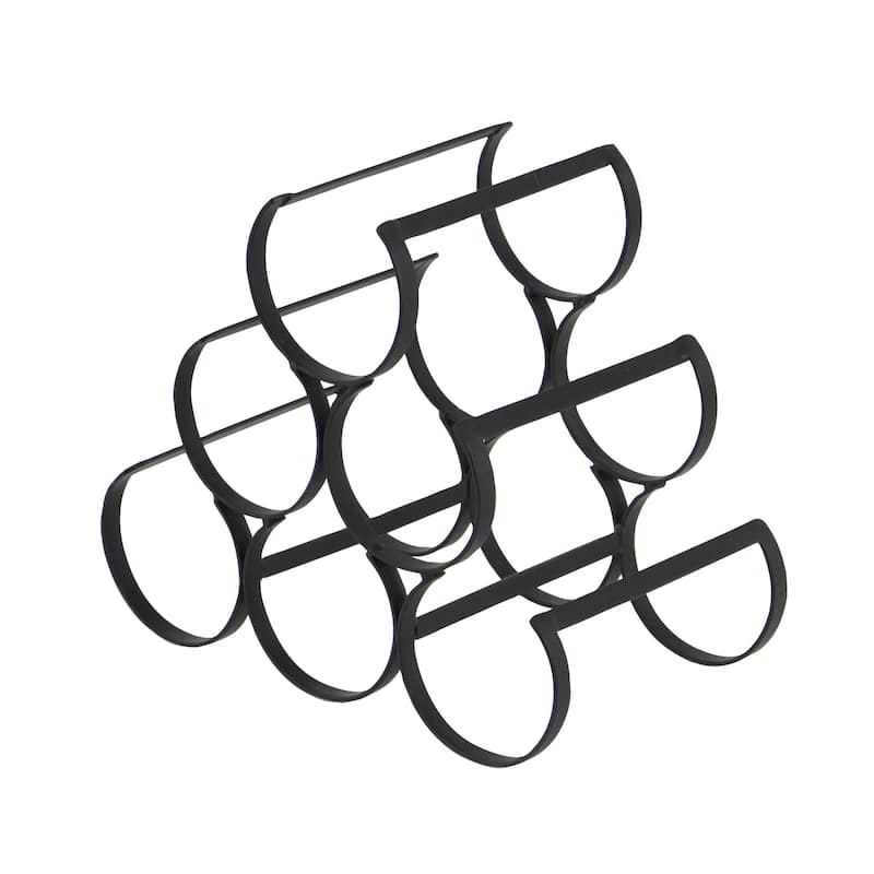 Metal Minimalistic 6 Bottle Wine Rack with Curved Holders - Black - Roche River Decor - 7"W x 12"L x 10"H